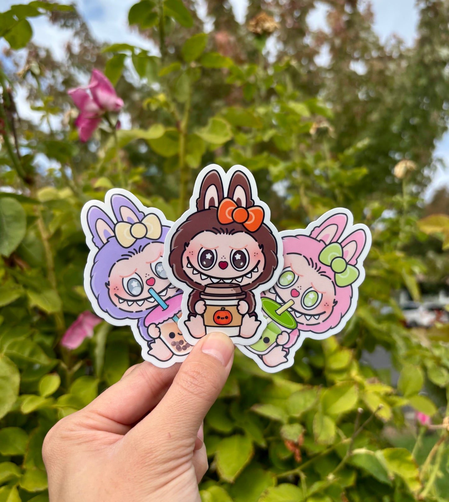 Labubu Boba Inspired Monsters Stickers – Glossy Waterproof Vinyl Sticker Set