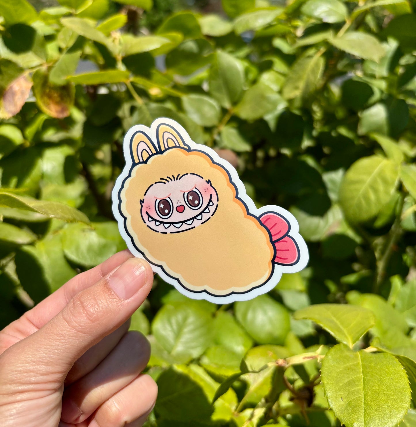 Labubu Fried Shrimp Sticker: Waterproof Popmart Monster Art