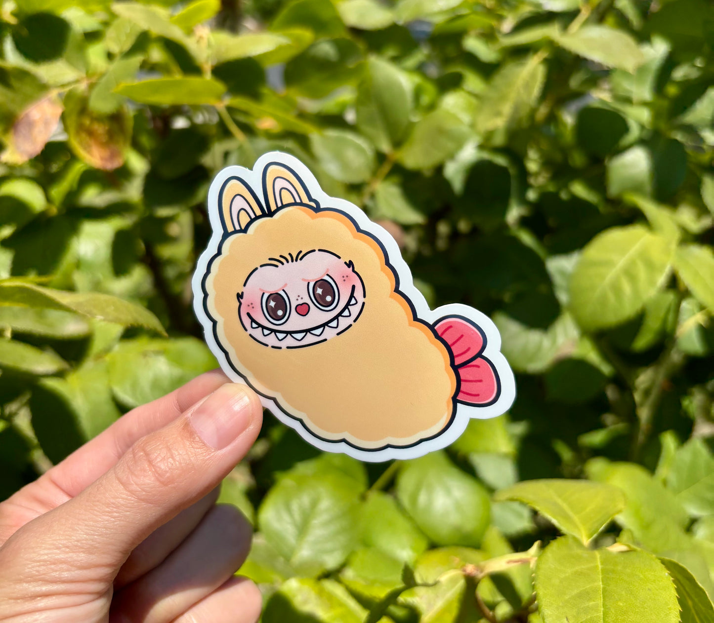 Labubu Fried Shrimp Sticker: Waterproof Popmart Monster Art