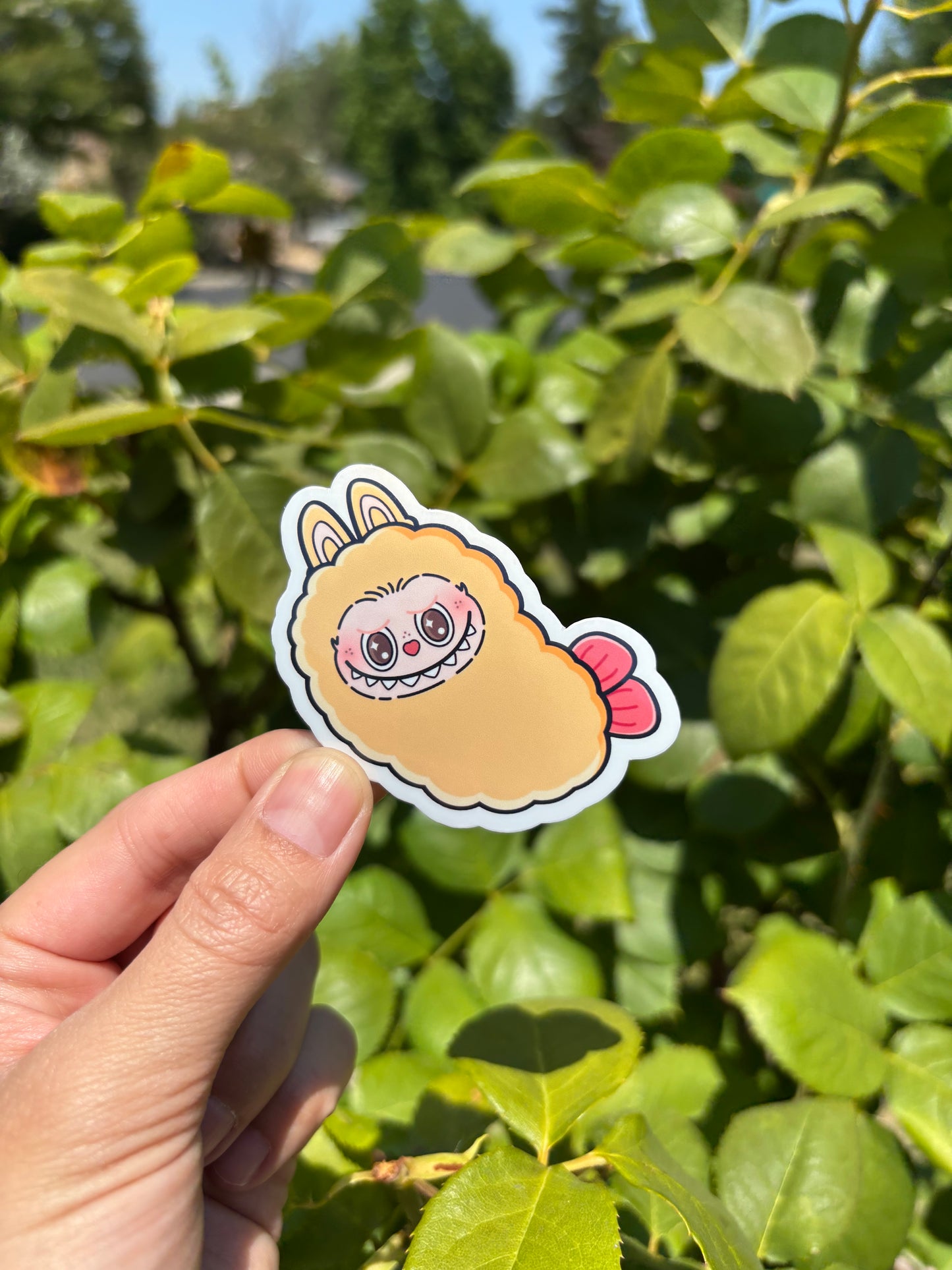 Labubu Fried Shrimp Sticker: Waterproof Popmart Monster Art
