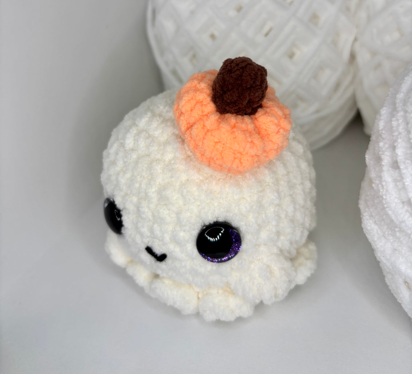 Ghost with Pumpkin Crochet Plushie