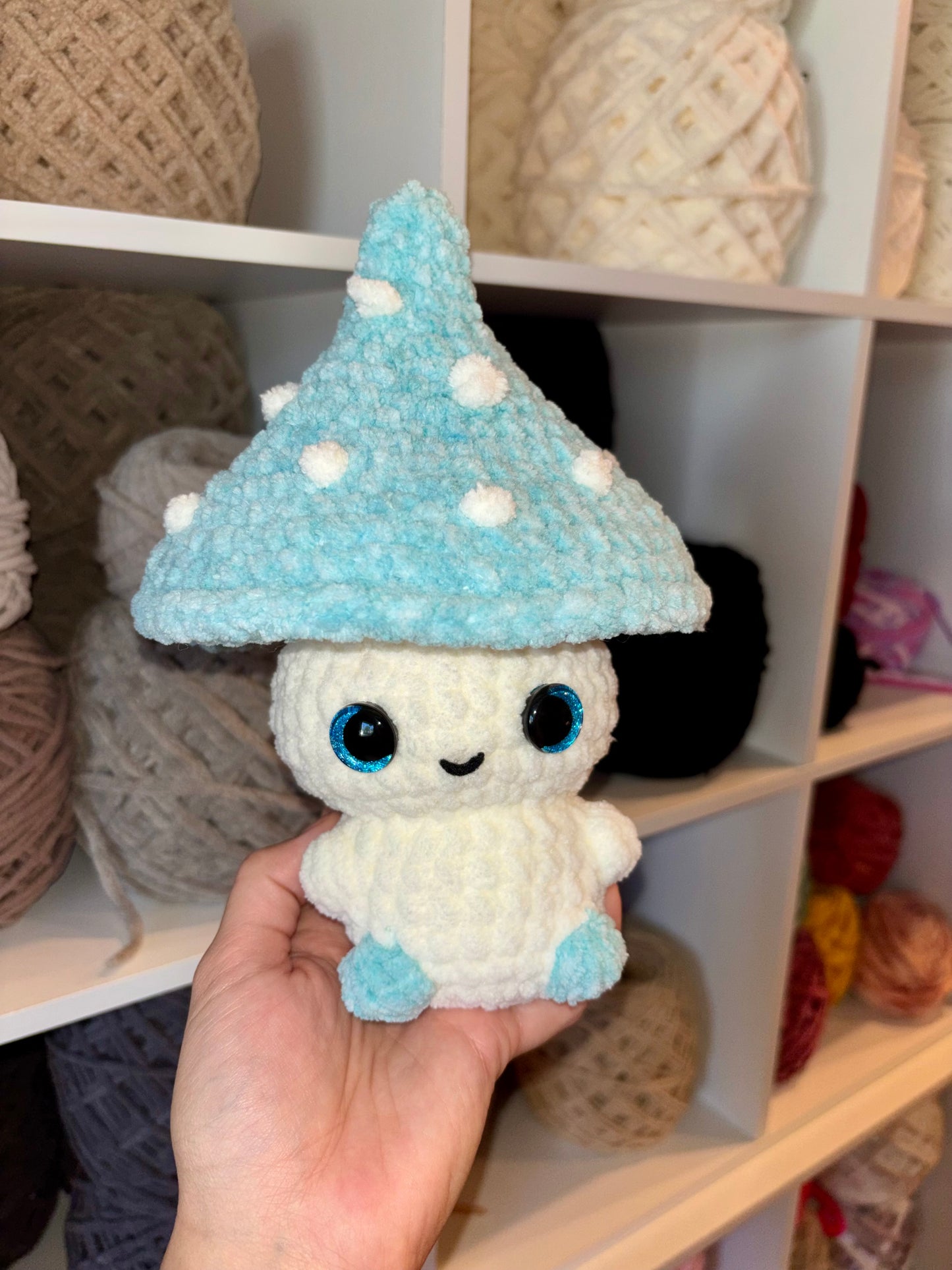 Light Blue Mushroom Crochet Plushie