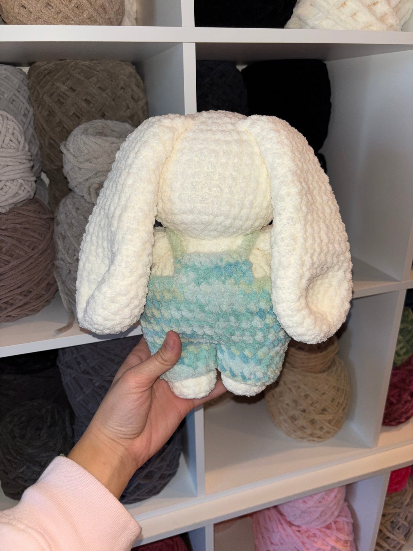 Bunny with Blue Overalls Crochet Plushie