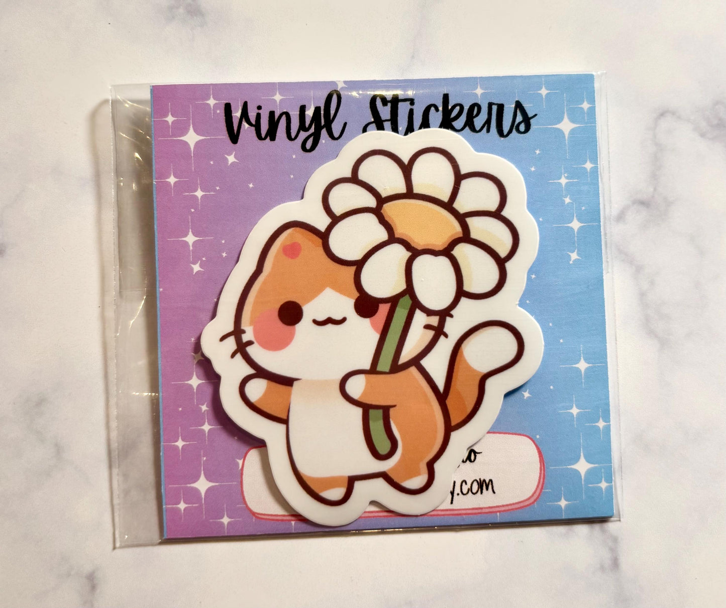 Kawaii Cat Sticker|Orange Cat Sticker|Flower Cat Sticker|Gift for her|Laptop Sticker|Waterbottle sticker|Sticker lover Gift|Phone Sticker