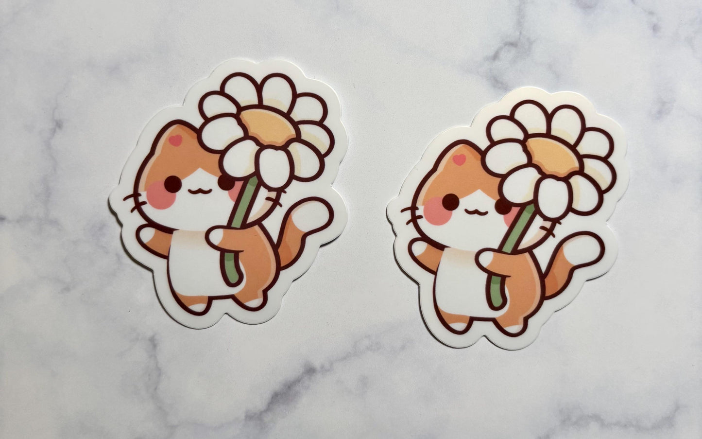 Kawaii Cat Sticker|Orange Cat Sticker|Flower Cat Sticker|Gift for her|Laptop Sticker|Waterbottle sticker|Sticker lover Gift|Phone Sticker