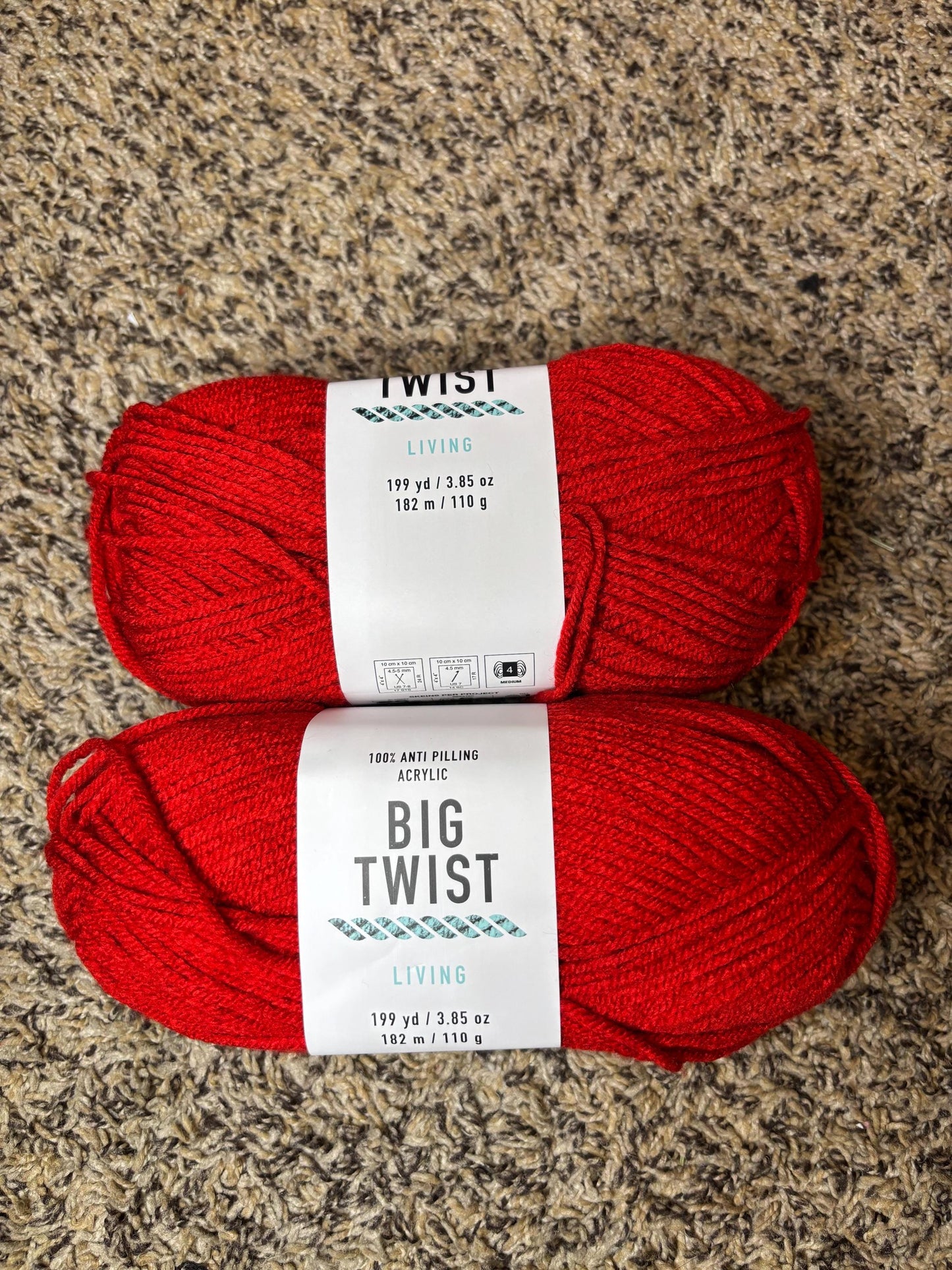 Big Twist Really Red Living Yarn COMES WITH 1
