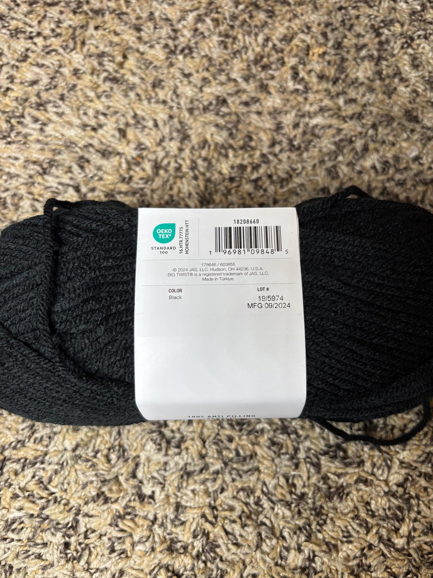 Big Twist Black Living Yarn