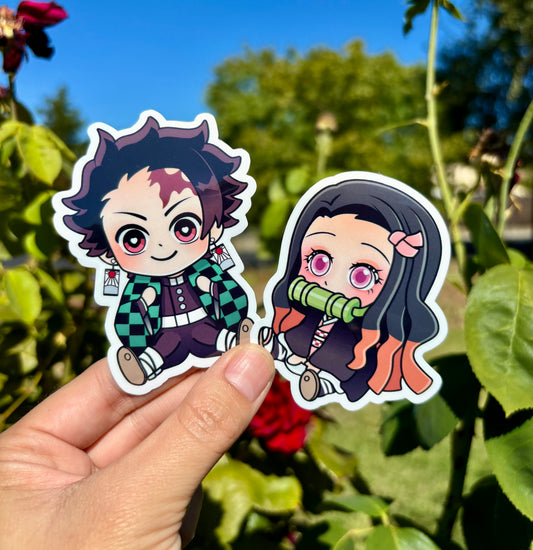 Tanjiro and Nezuko Demon Slayer Anime Stickers - Waterproof Laptop Stickers