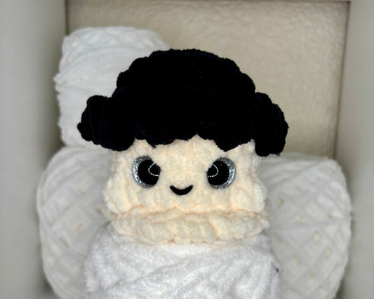 Ghost with Black Hat Crochet Plushie