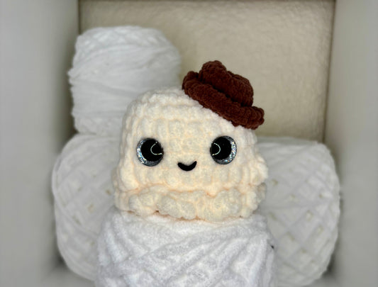 Ghost with Cowboy Hat Crochet Plushie