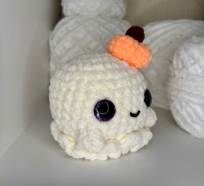 Ghost with Pumpkin Crochet Plushie