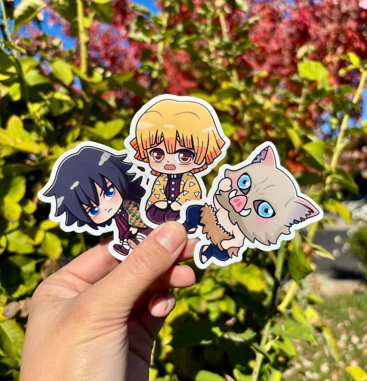 Giyu, Zenitsu & Inosuke Demon Slayer Anime Stickers - Waterproof Laptop Stickers
