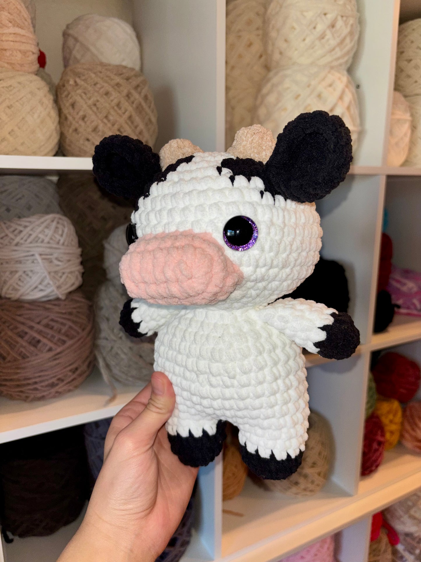 Black and White Cow Crochet Plushie