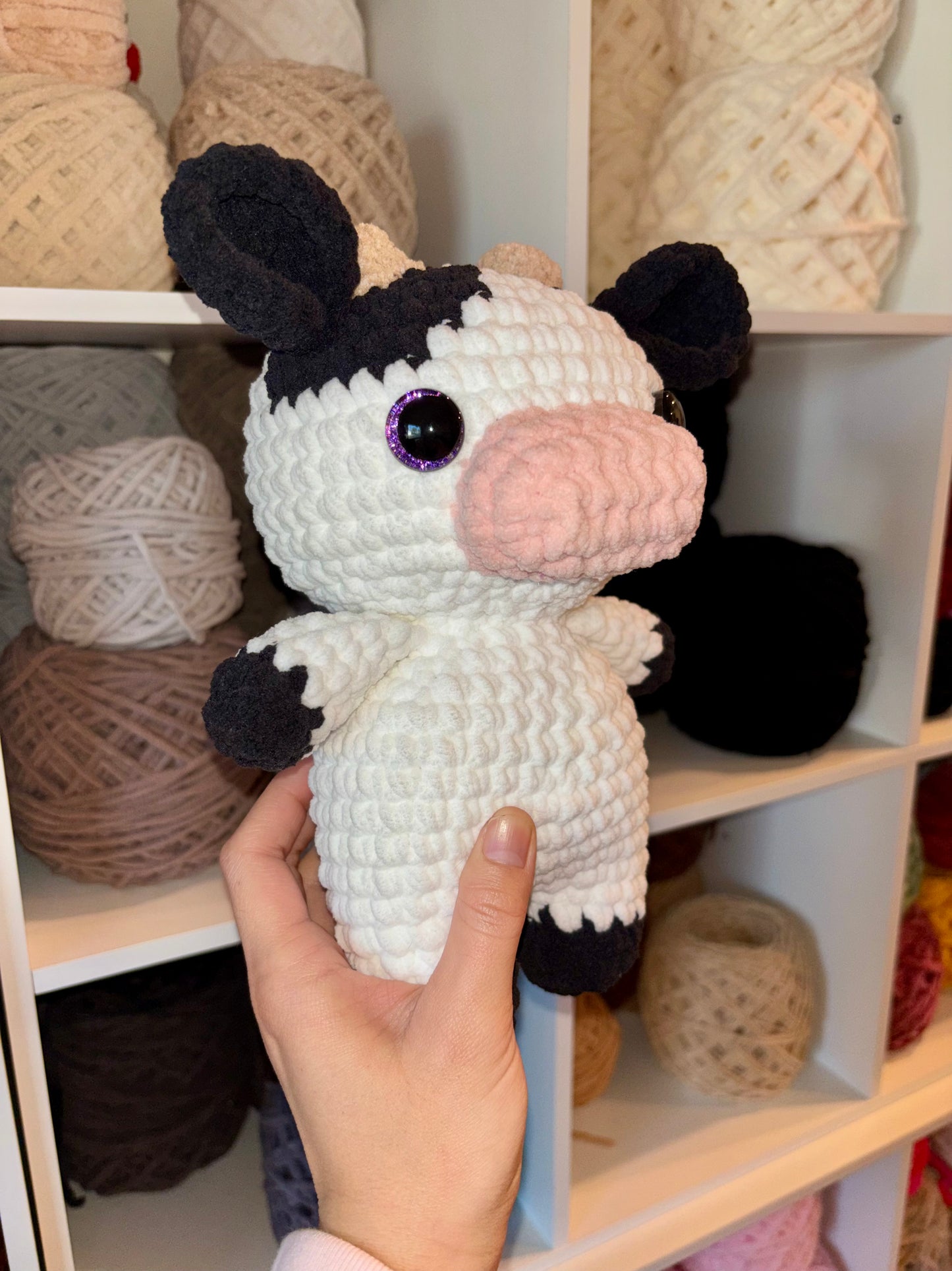 Black and White Cow Crochet Plushie