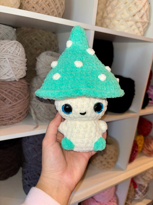 Teal Baja Blue Mushroom Crochet Plushie
