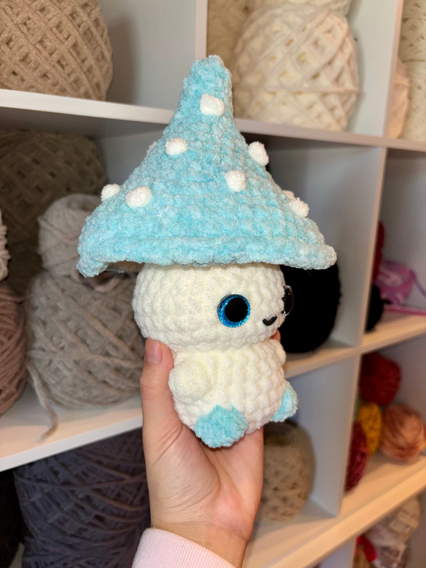Light Blue Mushroom Crochet Plushie