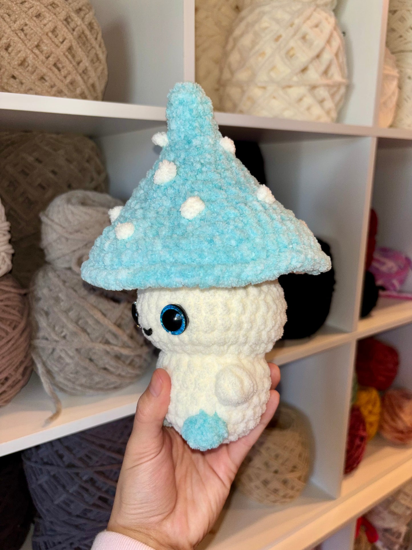 Light Blue Mushroom Crochet Plushie