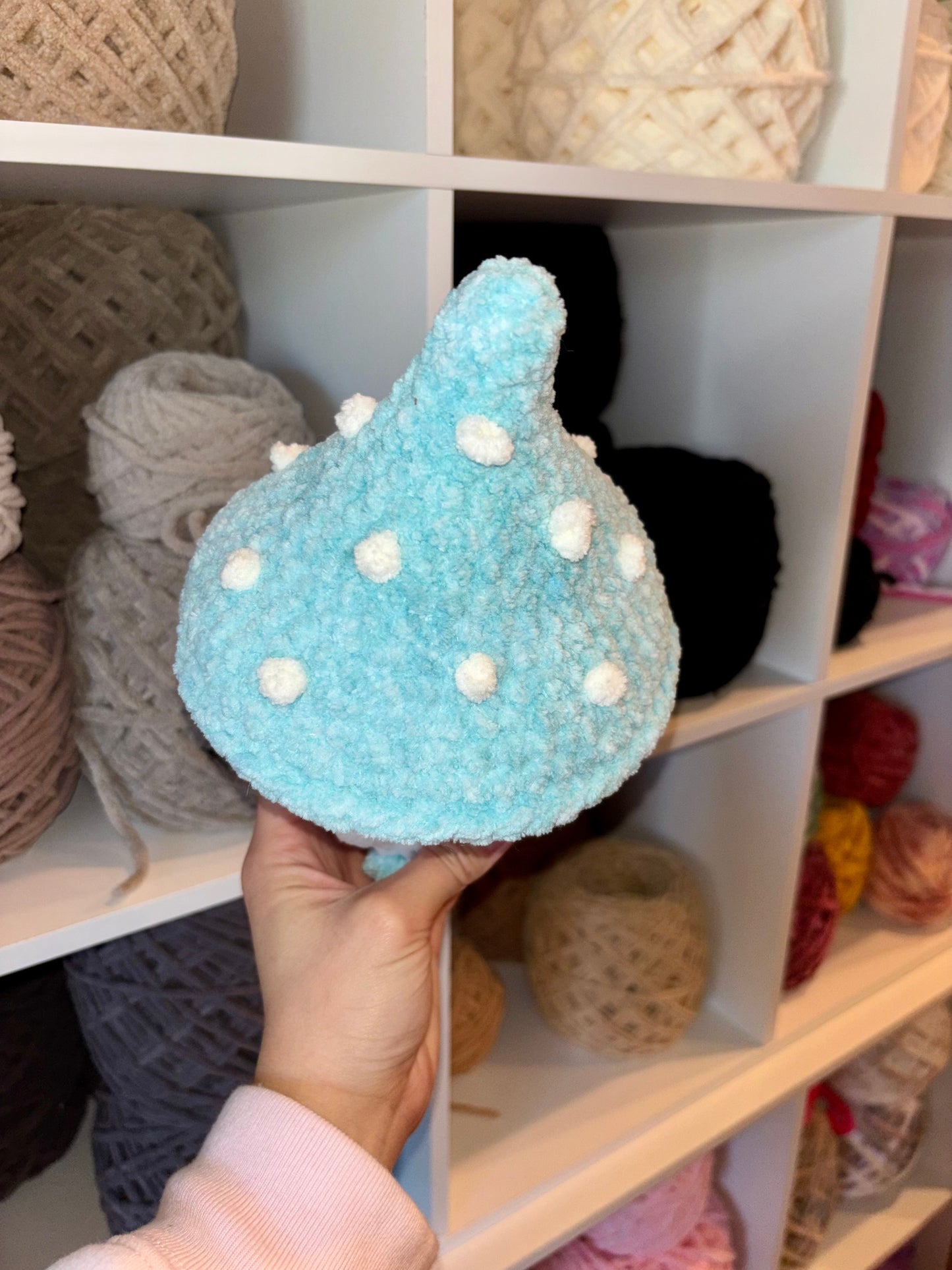 Light Blue Mushroom Crochet Plushie