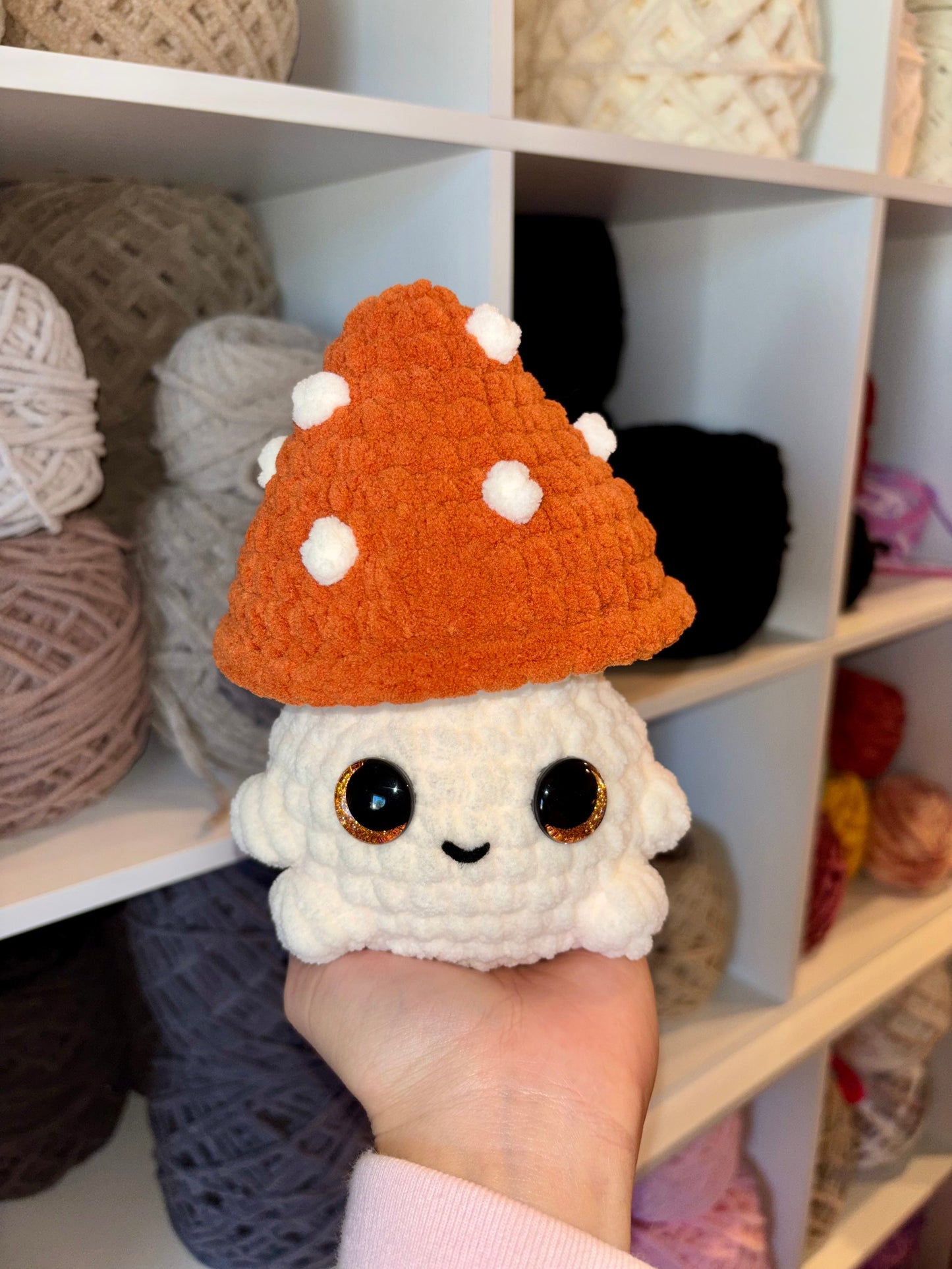 Pumpkin Spice Mushroom Crochet Plushie