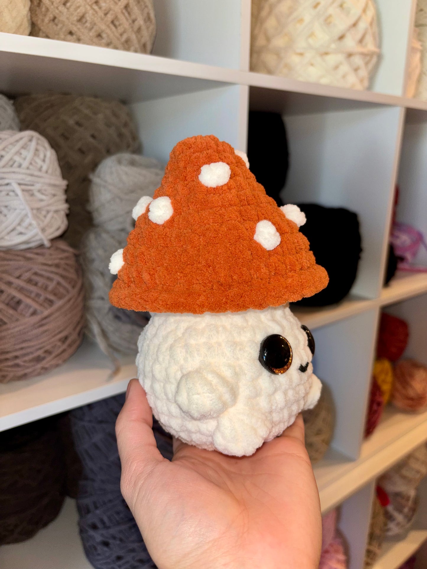 Pumpkin Spice Mushroom Crochet Plushie