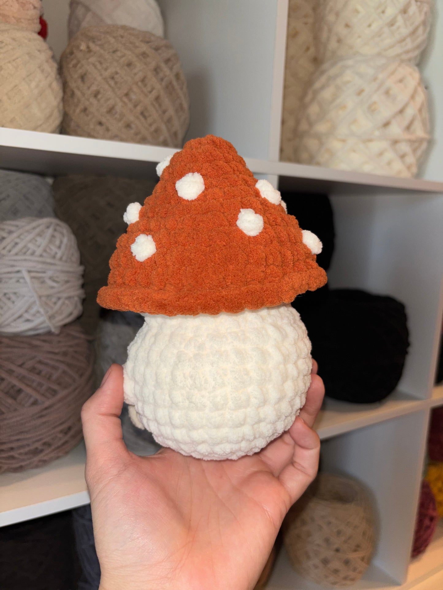 Pumpkin Spice Mushroom Crochet Plushie