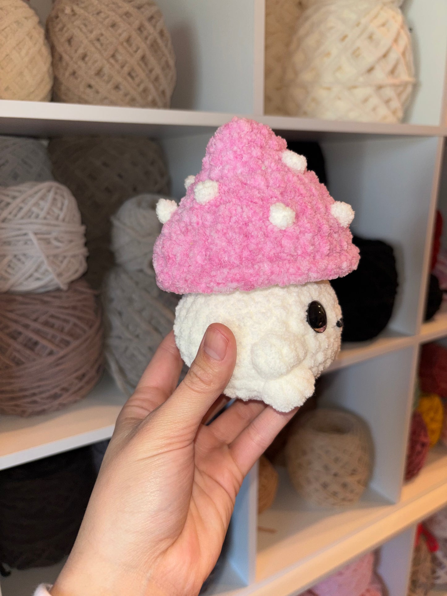 Pink Mushroom Crochet Plushie
