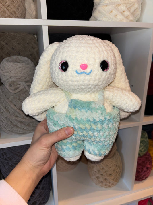 Bunny with Blue Overalls Crochet Plushie
