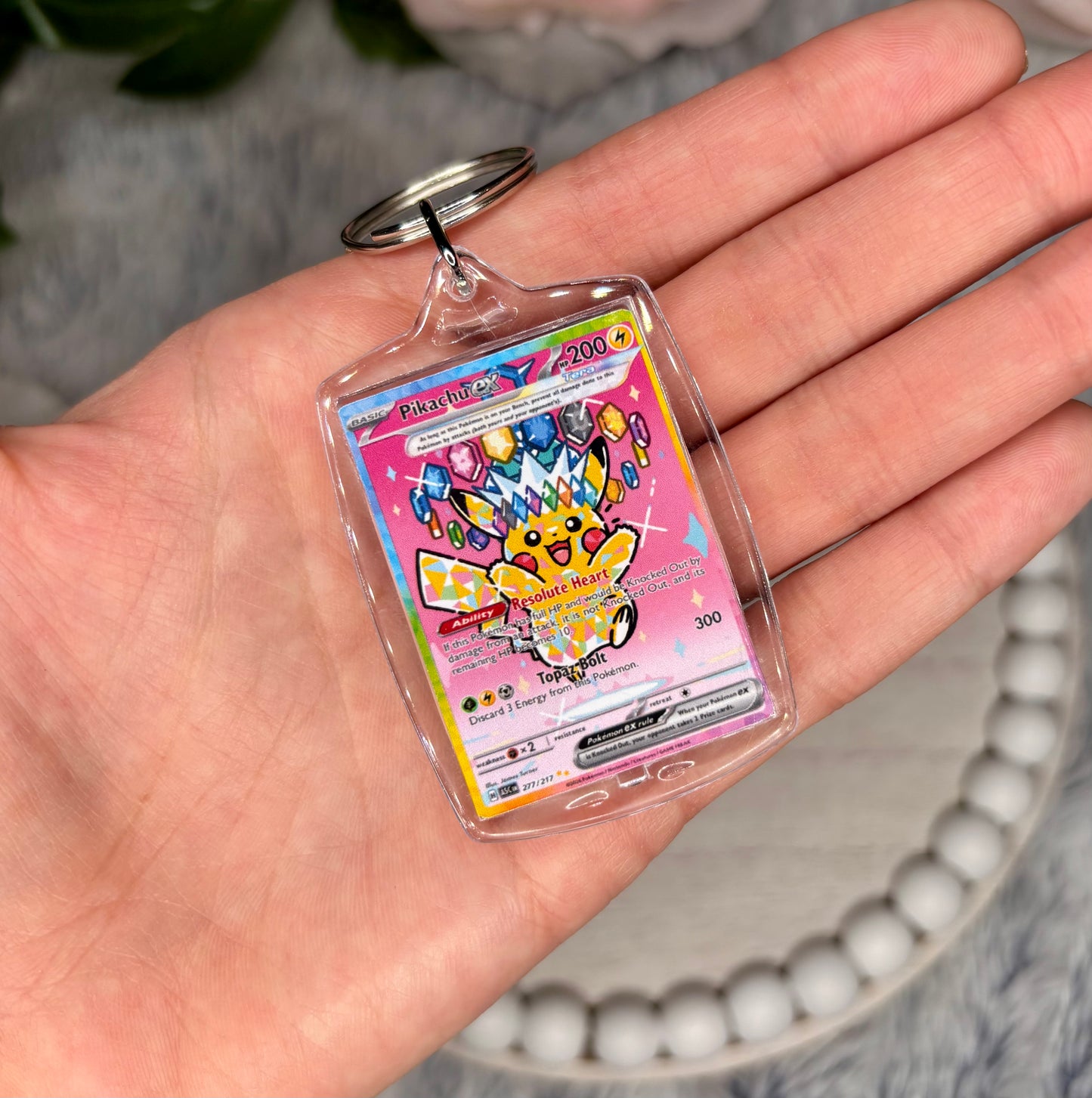 Pink Pikachu Acrylic Keychain